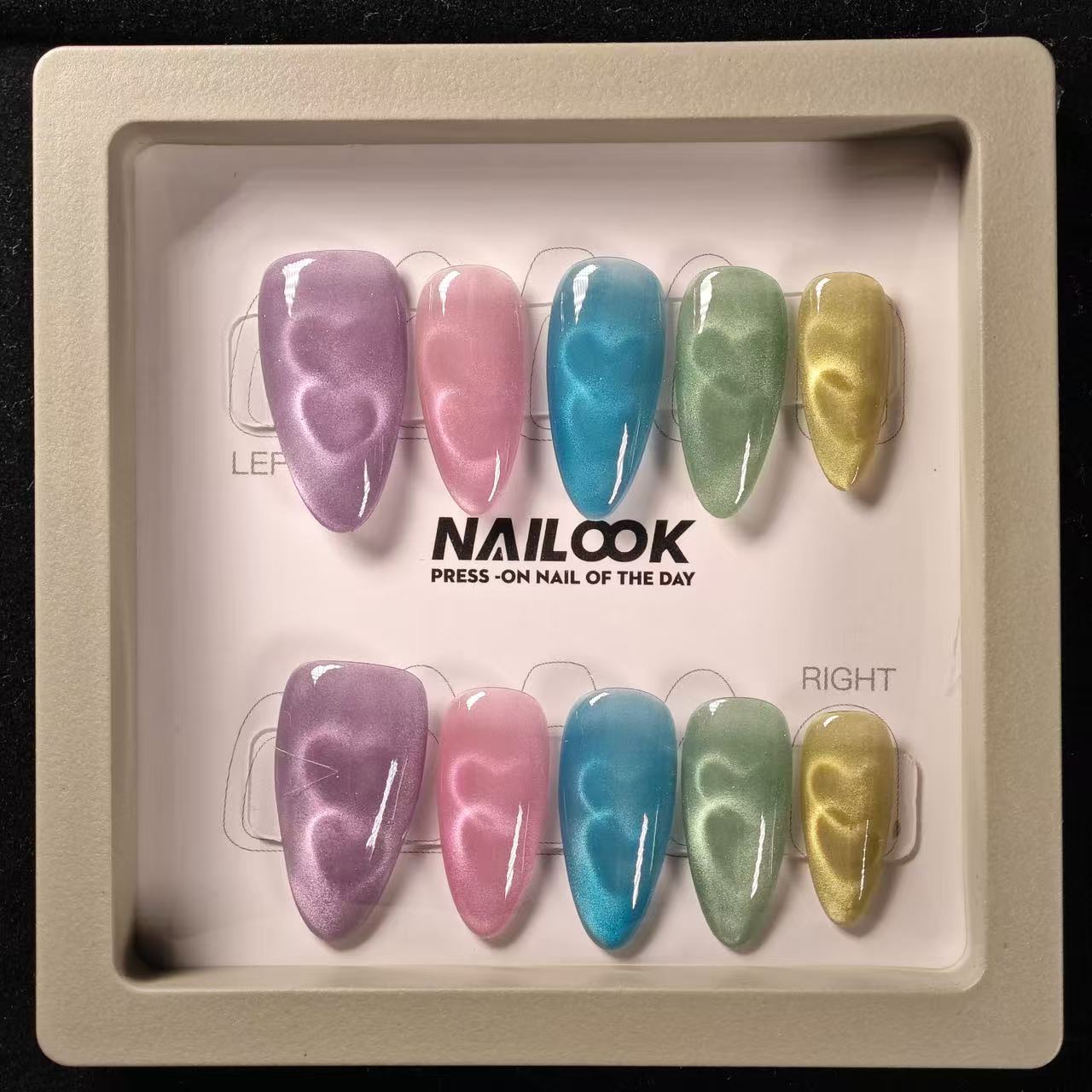 Handmade Press - on Nails | Colorful Heart - Shaped Design Fake Nails for Daily Wear