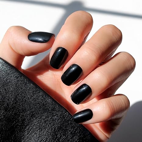 Glamnetic Press On Nails - Rosy Remains | Charcoal Gray 3D Skeleton Medium Coffin Fake Nails with Matte Finish, Salon Quality Halloween Nails | 15 Sizes - 30 Nail Kit with Glue